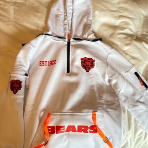 Chicago Bears White Hoodie with Orange Logo